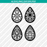 Teardrop Ornament Earring template Laser Cut File Vector Clipart Png Dxf Eps