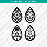 Teardrop Ornament Earring template Laser Cut File Vector Clipart Png Dxf Eps