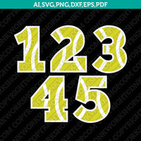 Tennis Ball Team Numbers SVG Cut File Cricut Vector Sticker Decal Silhouette Cameo Dxf PNG Eps