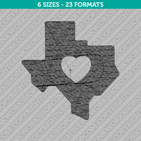 Texas State Map Heart Embroidery Design