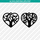 Tree of Life Heart Earring SVG Vector Silhouette Cameo Cricut Laser Cut File Clipart Eps Png Dxf