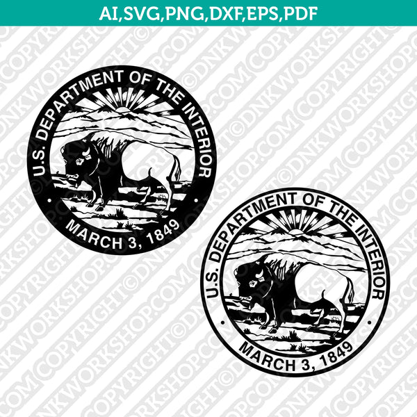United States US The Department of the Interior SVG Cut File Cricut Vector Sticker Decal Silhouette Cameo Dxf PNG Eps