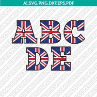 United Kingdom Union Jack Flag Letters Fonts Alphabet Birthday Party SVG Vector Silhouette Cameo Cricut Cut File Clipart Png Dxf Eps