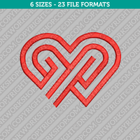 Valentine Heart Embroidery Design - 6 Sizes - INSTANT DOWNLOAD