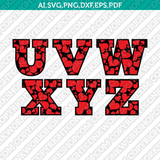 Valentine Heart Love Letter Font Alphabet SVG Cricut Cut File Clipart Png Eps Dxf Vector