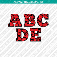 Valentine Heart Love Letter Font Alphabet SVG Cricut Cut File Clipart Png Eps Dxf Vector