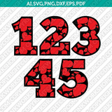 Valentine Heart Love Numbers SVG Cricut Cut File Clipart Png Eps Dxf Vector