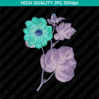 Retro Classic Vintage Printable Wall Art Watercolor Painting Botanical Alcea Rosea Hollyhock Flower Plant