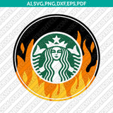 Water Fire Flame Starbucks SVG Tumbler Cold Cup Cut File Cricut Vector Sticker Decal Silhouette Cameo Dxf PNG Eps