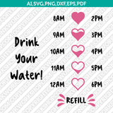 Water Tracker Bottle Heart SVG Cut File Cricut Vector Sticker Decal Silhouette Cameo Dxf PNG Eps