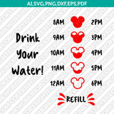 Water Tracker Bottle Mickey SVG Cut File Cricut Vector Sticker Decal Silhouette Cameo Dxf PNG Eps