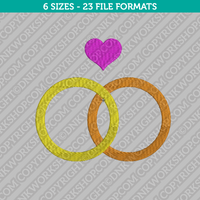 Wedding Rings Machine Embroidery Design - 6 Sizes - INSTANT DOWNLOAD