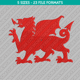 Welsh Dragon Embroidery Design - 5 Sizes - INSTANT DOWNLOAD