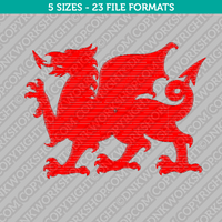 Welsh Dragon Embroidery Design - 5 Sizes - INSTANT DOWNLOAD