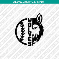 Wolf SVG Baseball Mom Shirt Silhouette Cameo Cricut Cut File Clipart Png Eps Dxf