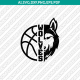Wolf SVG Basketball Mom Shirt Silhouette Cameo Cricut Cut File Clipart Png Eps Dxf