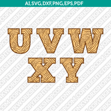 Wood Letters Fonts Alphabet SVG Vector Silhouette Cameo Cricut Cut File Png Dxf Clipart Eps