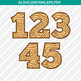 Wood Numbers SVG Vector Silhouette Cameo Cricut Cut File Clipart Png Dxf Eps