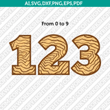 Wood Numbers SVG Vector Silhouette Cameo Cricut Cut File Clipart Png Dxf Eps