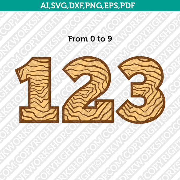 Wood Numbers SVG Vector Silhouette Cameo Cricut Cut File Clipart