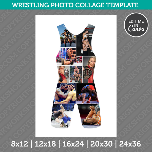 Wrestling Wrestler Photo Collage Template Canva PDF
