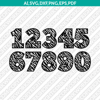 Zebra Numbers SVG Cut File Silhouette Cameo Cricut Clipart Png Dxf Eps Vector