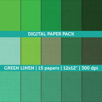 Digital Papers | Digital Scrapbooking Green Linen Textured Paper Instant Download