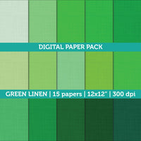 Digital Papers Scrapbooking Green Linen Textured Paper Instant Download