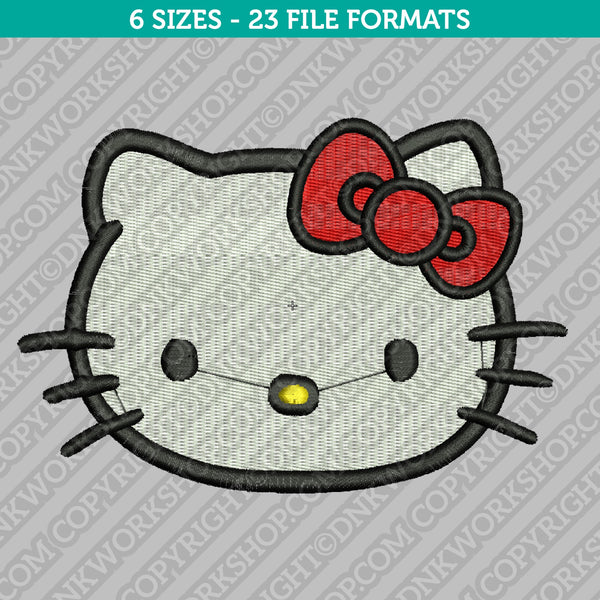 Hello Kitty Head Machine Embroidery Design - 6 Sizes - INSTANT DOWNLOAD