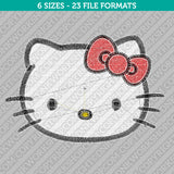 Hello Kitty Head Machine Embroidery Design - 6 Sizes - INSTANT DOWNLOAD