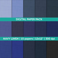 Digital Papers Scrapbooking Navy Linen Textured Paper Instant Download