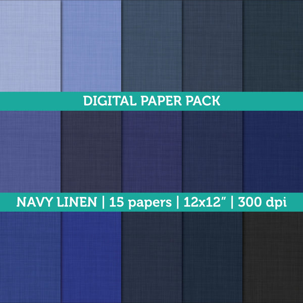 Digital Papers Scrapbooking Navy Linen Textured Paper Instant Download