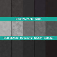 Black Old Vintage Digital Paper Watercolor Textured 12x12 300 dpi