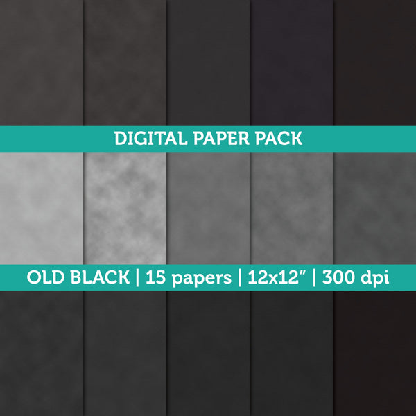 Black Old Vintage Digital Paper Watercolor Textured 12x12 300 dpi