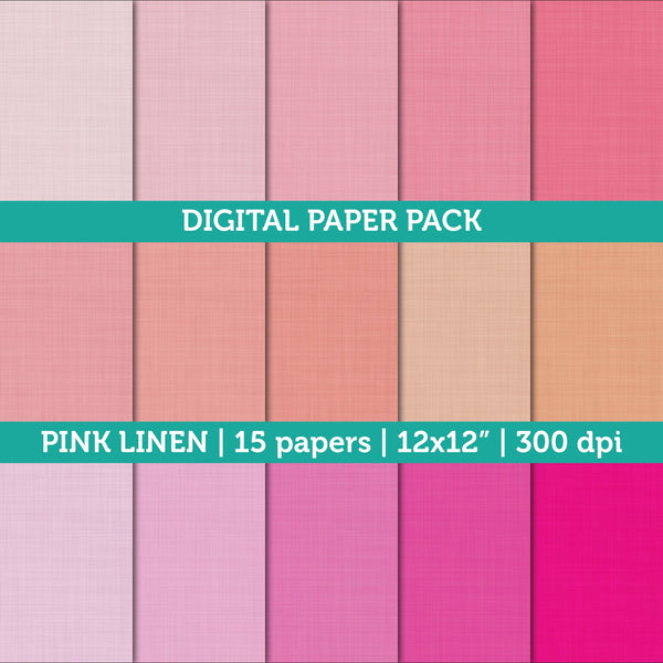 Digital Papers Scrapbooking Pink Linen Textured Paper Instant