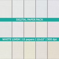 Digital Papers | Digital Scrapbooking White Linen Textured Paper Instant Download